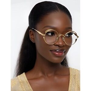 Gold Round Retro Glasses Side Shield Design Women Fashion Hip Hop Clear Lens New